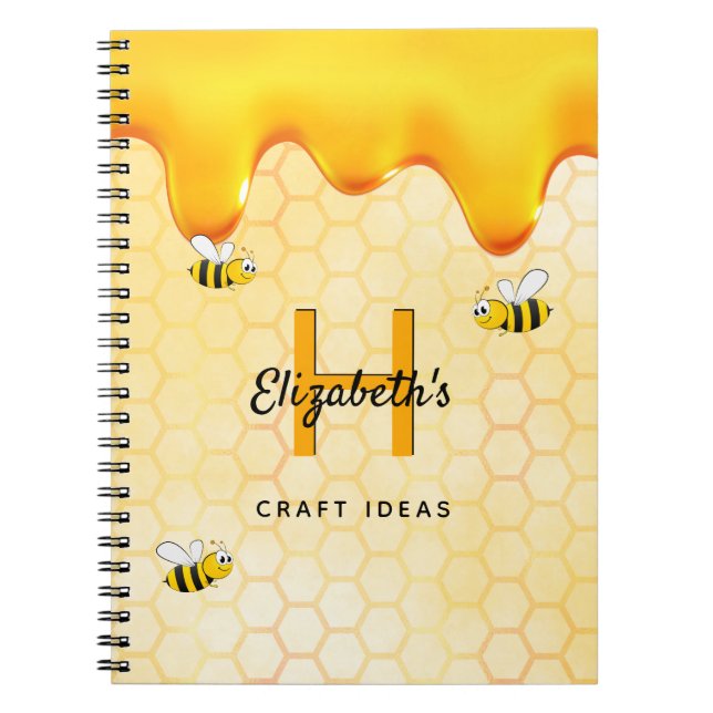 Happy bees honey drips craft ideas college ruled notebook (Front)