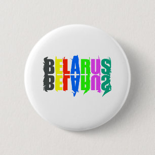 Happy Belarus Colourful Letters 6 Cm Round Badge