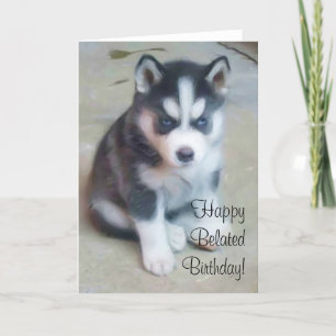Happy Belated Birthday Husky greeting card