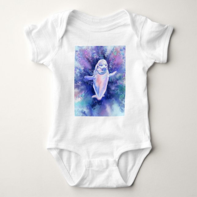 Happy Beluga Whale Baby Bodysuit (Front)