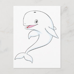 Happy Beluga Whale Cartoon Postcard
