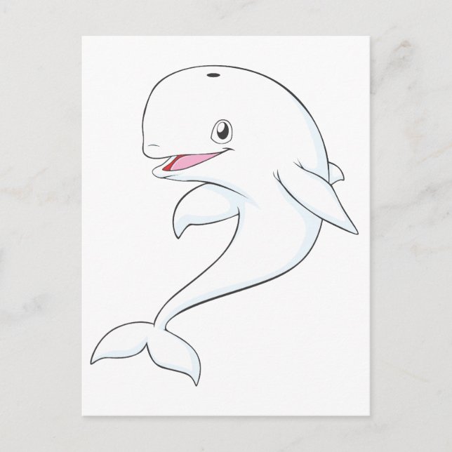 Happy Beluga Whale Cartoon Postcard (Front)