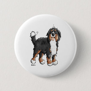 Happy Bernese Mountain Dog - Comic - Dogs - Cartoo 6 Cm Round Badge
