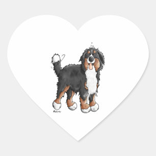 Happy Bernese Mountain Dog - Comic - Dogs - Cartoo Heart Sticker