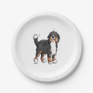 Happy Bernese Mountain Dog - Comic - Dogs - Cartoo Paper Plate