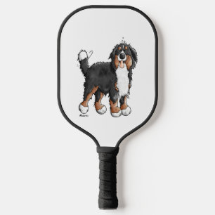 Happy Bernese Mountain Dog - Comic - Dogs - Cartoo Pickleball Paddle