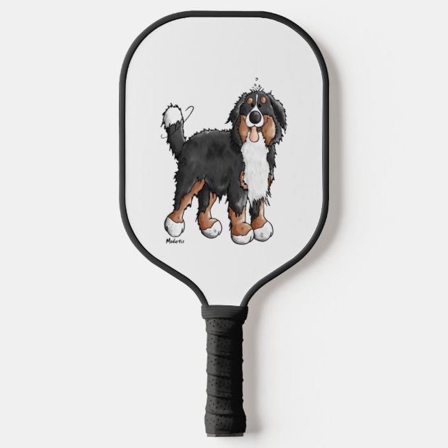 Happy Bernese Mountain Dog - Comic - Dogs - Cartoo Pickleball Paddle (Front)