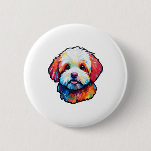 Happy bichon frize  6 cm round badge