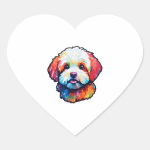 Happy bichon frize heart sticker