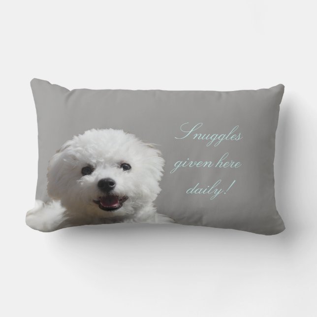 Happy Bichon Snuggle Lumbar Pillow (Front)