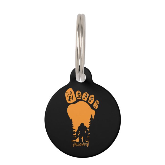 Happy Big Foot Halloween Pet Tag (Front)