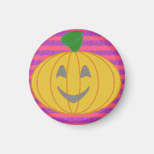Happy Big Modern Orange Cheerful Pumpkin  Magnet