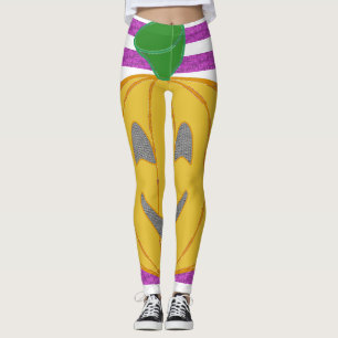 Happy Big Modern Orange Pumpkin Leggings