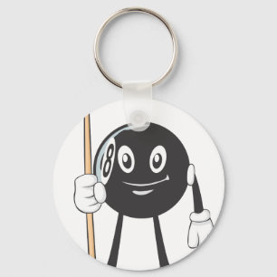 Happy Billiard Eight Ball Key Ring
