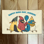 Happy Bird Day Cartoon Birds Themed Birthday Banner<br><div class="desc">These birds are some regular party animals! This fun banner is ready to be personalised with your own message and features illustrations of three cartoon birds: a goldfinch,  a cardinal and a bluebird with party hats and a balloon.</div>