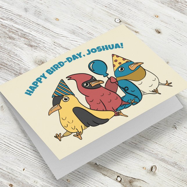 Happy Bird Day Cartoon Birds Themed Birthday Card (Creator Uploaded)