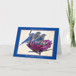 Happy BirdDay! Card: Bowlful of bluebirds Card