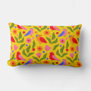 Happy Birds Flock Together Cheerful Lumbar Cushion