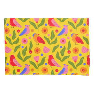 Happy Birds Flock Together Cheerful  Pillowcase
