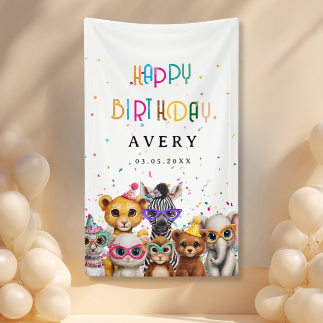 HAPPY BIRTDAY! Zoo Kids Birthday Banner (HAPPY BIRTDAY! Zoo Kids Birthday Banner with your Name and Date)