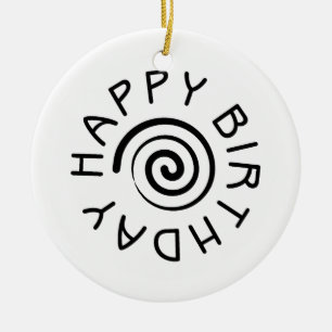 Happy Birthday 02 Ceramic Tree Decoration