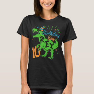 Happy Birthday 10 Year Old Boy Funny Dinosaur T-Shirt