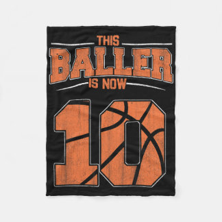 Happy Birthday 10th 10 Year Old Bysketbyll Boys Te Fleece Blanket