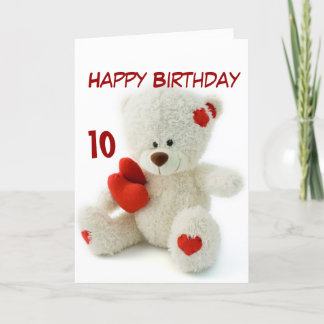 Happy Birthday 10th Teddy Bear Theme Card