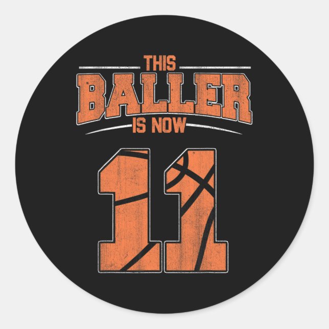 Happy Birthday 11th 11 Year Old Basketball Boys El Classic Round Sticker (Front)