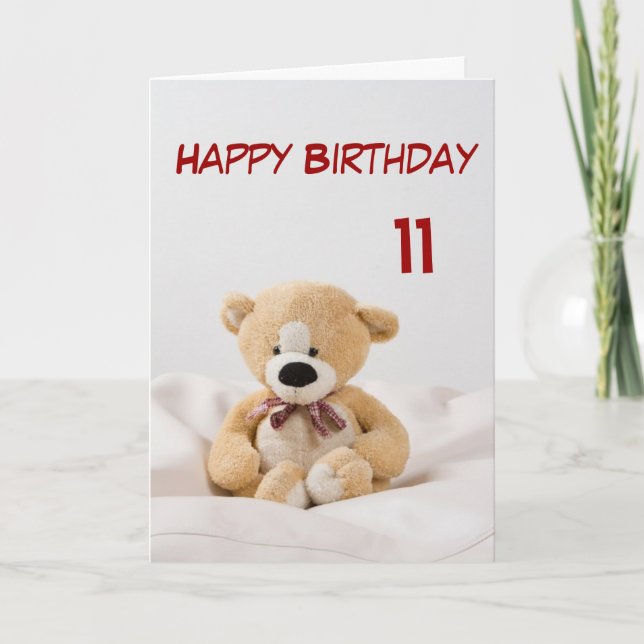 Happy Birthday 11th Teddy Bear Theme Card (Front)