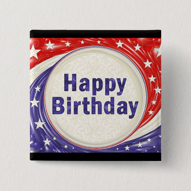 Happy Birthday 15 Cm Square Badge (Front)