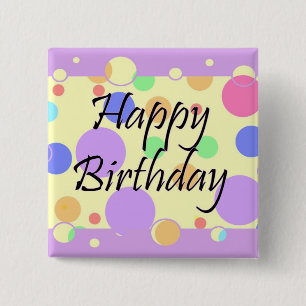 Happy Birthday 15 Cm Square Badge