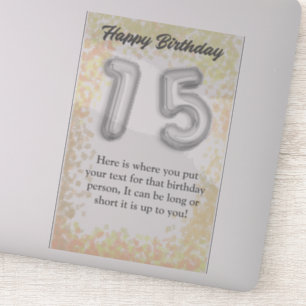 Happy birthday 15 year old sticker