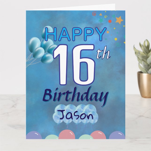 Happy Birthday 16th Teenager Boy   Card (Small Plant)