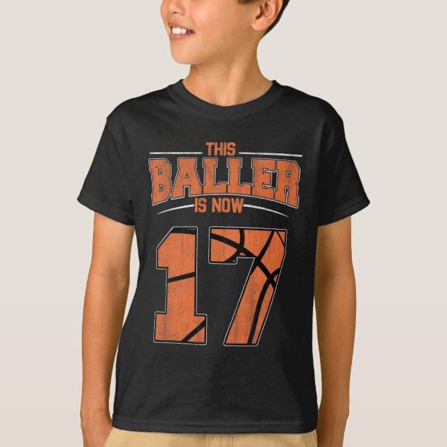 Happy Birthday 17 Year Old Basketball Boys Sevente T-Shirt (Front)