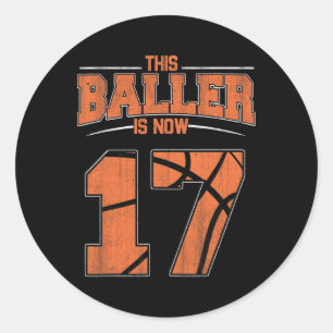 Happy Birthday 17 Year Old Bysketbyll Boys Sevente Classic Round Sticker