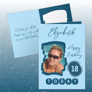Happy birthday 18 today add photo blue card