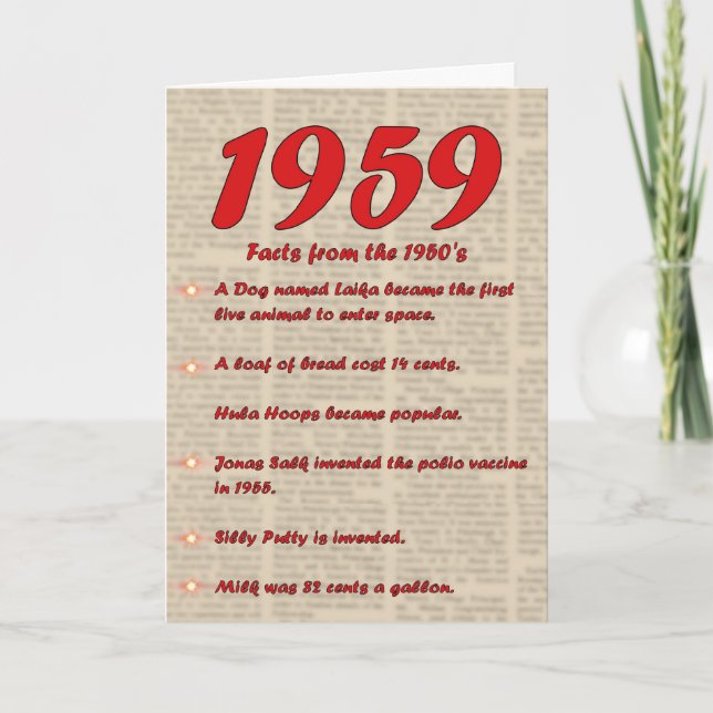 Happy Birthday 1959 Year of Birth 50's 50s fifties Card (Front)