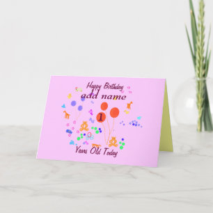 Happy Birthday 1 year old add name/change age Card