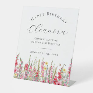 Happy Birthday 21st August Birth Flower Welcome Pedestal Sign