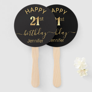 happy birthday 21st golden black minimalist luxury hand fan