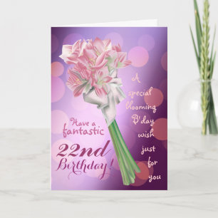 Happy Birthday! - 22nd pink flowers Greeting card