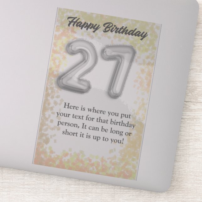 Happy birthday 27 year old sticker (Detail)