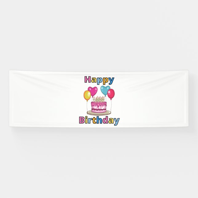 Happy Birthday 2.5x8 Vinyl Banner (Horizontal)