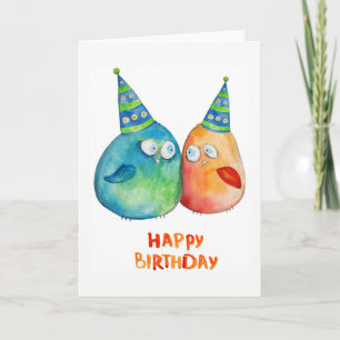 Happy Birthday 2 Little Birds  Blank Inside Card