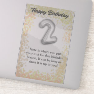 Happy birthday 2 year old sticker