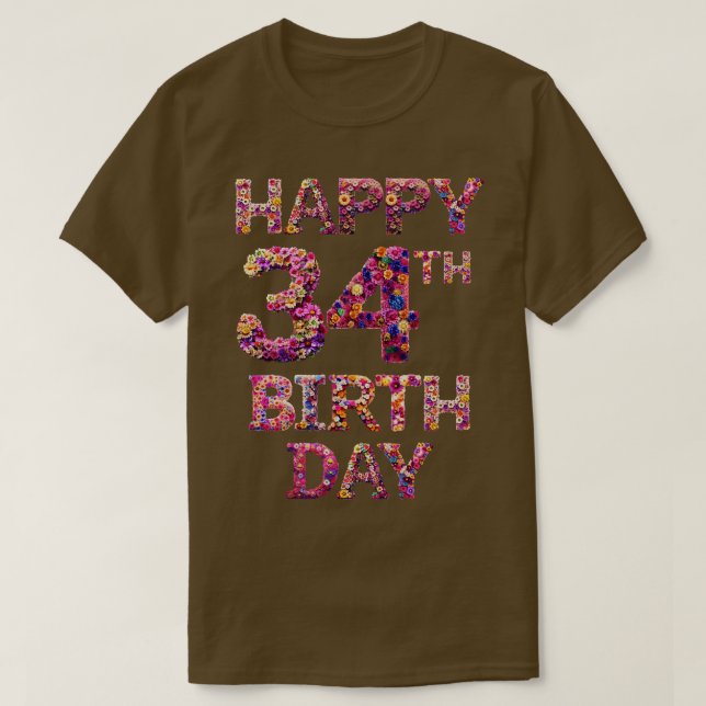 Happy Birthday 34th T-Shirt (Design Front)