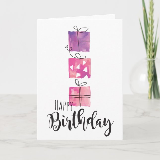Happy Birthday 3 Gift Boxes - Personalise Card (Front)