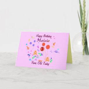 Happy Birthday 3 year old add name/change age Card
