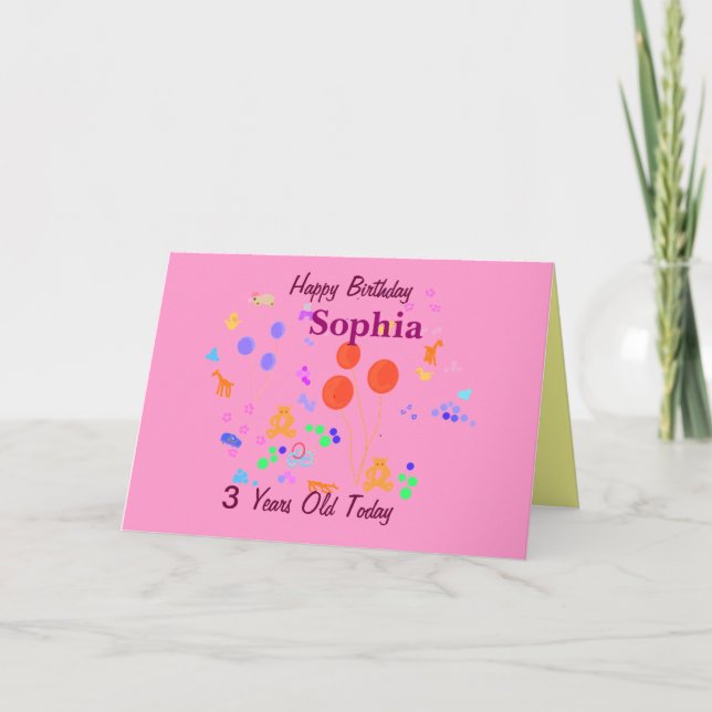 Happy Birthday 3 year old Card (Front)